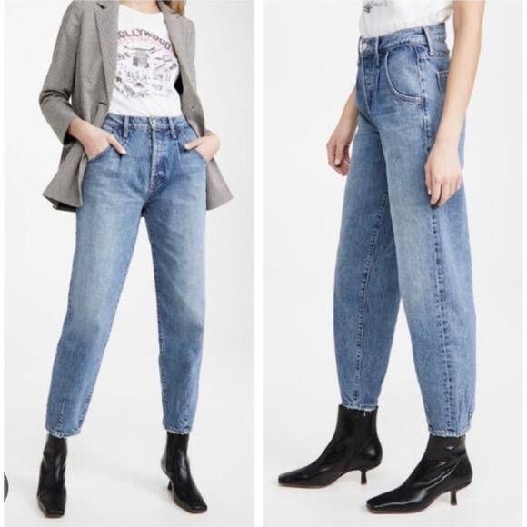 Mother Superior Denim - Mother Superior Jeans High Rise Bounce Hover Dart Cuffed Barrel Baggie Denim 32